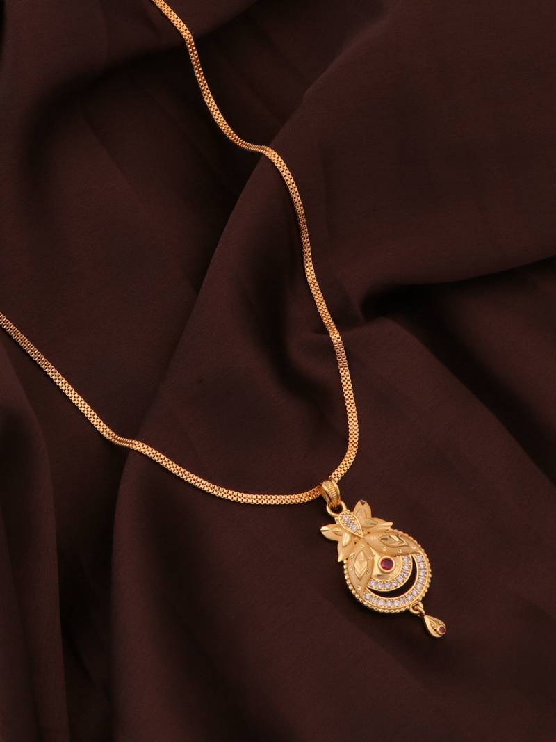 Traditional  gold plated diamond pendent with earring