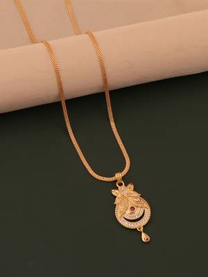 gold brass pendant set with diamond stone work earrings 2