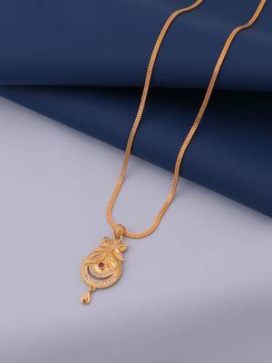 gold brass pendant set with diamond stone work earrings 3