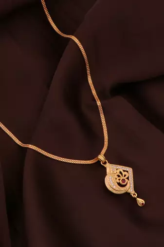 Traditional  gold plated diamond pendent with earring