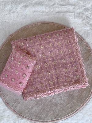 pink net saree with embroidery sequins beads moti work 3
