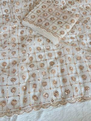 white net saree with beads embroidery sequins moti work 2