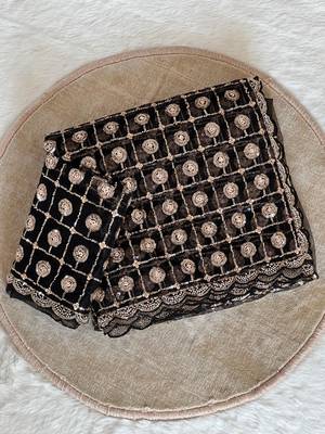 black net saree with embroidery sequins beads moti work 3