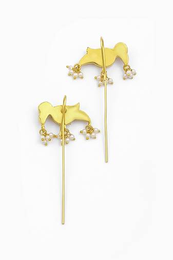 Gold plated kundan ear cuffs