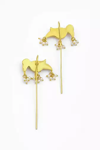 Gold plated kundan ear cuffs