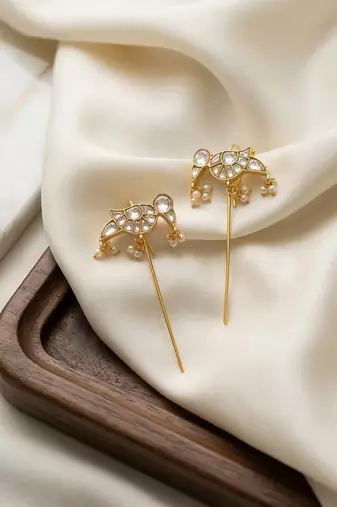 Gold plated kundan ear cuffs