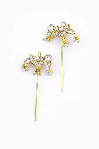 Gold plated kundan ear cuffs
