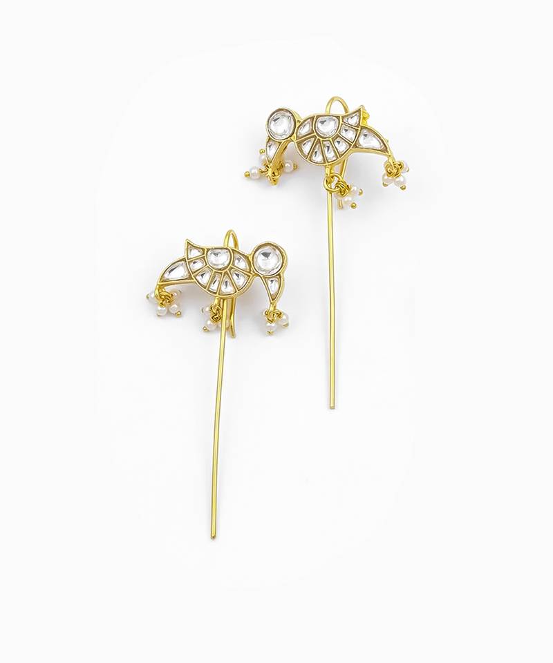 Gold plated kundan ear cuffs