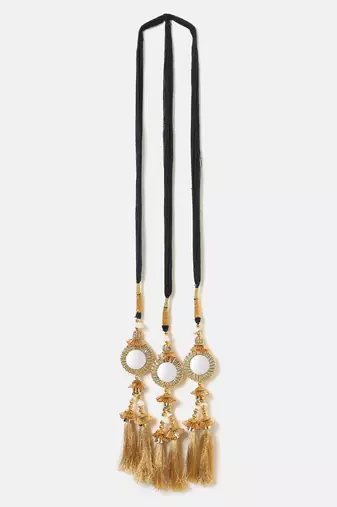 gold crystal parandi with classic mirror work design