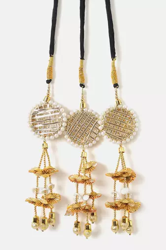 gold crystal hair parandi with white pearl detailing