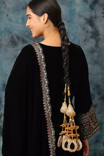 Gold plated gota patti mirror multicolor parandi