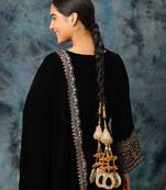 Gold plated gota patti mirror multicolor parandi