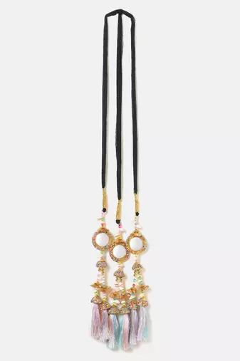 multicolor crystal parandi with gold plated mirror work