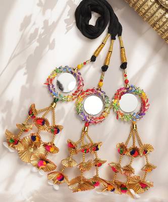 multicolor crystal hair accessory parandi with mirror pearl work 2
