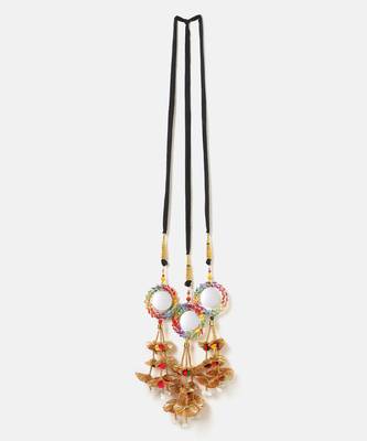 multicolor crystal hair accessory parandi with mirror pearl work 3