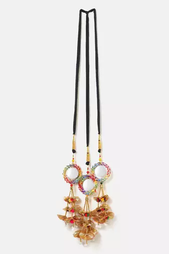 multicolor crystal hair accessory parandi with mirror pearl work