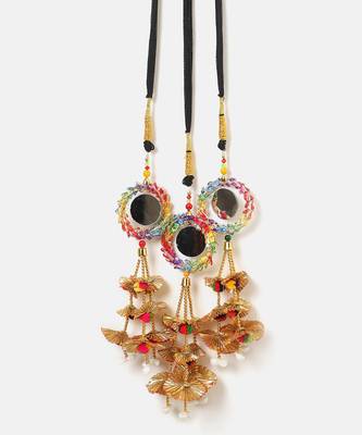 multicolor crystal hair accessory parandi with mirror pearl work 4