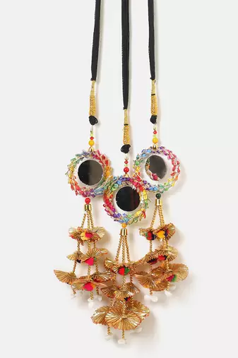 multicolor crystal hair accessory parandi with mirror pearl work
