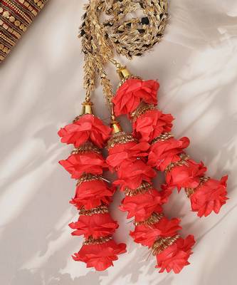 red crystal parandi with gold plated floral pearl design
 2