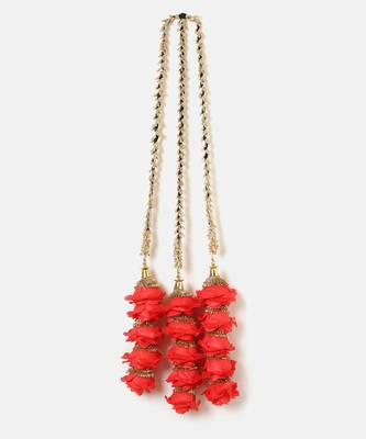 red crystal parandi with gold plated floral pearl design
 3