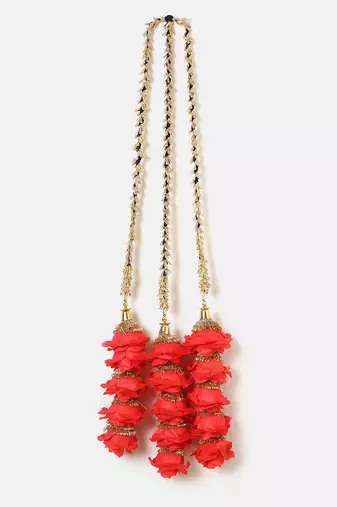 red crystal parandi with gold plated floral pearl design