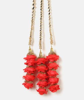 red crystal parandi with gold plated floral pearl design
 4
