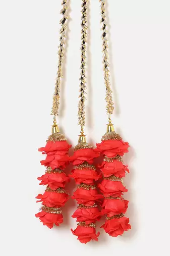 red crystal parandi with gold plated floral pearl design
