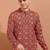 Men's cotton cambric kalamkari printed nehru collar full sleeves short kurta (red)