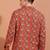 Men's cotton cambric kalamkari printed nehru collar full sleeves short kurta (red)