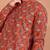 Men's cotton cambric kalamkari printed nehru collar full sleeves short kurta (red)