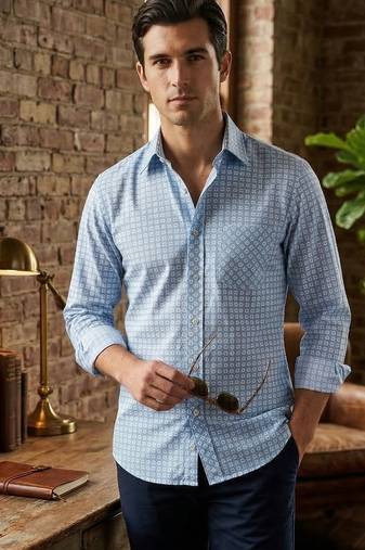 Men regular fit printed casual shirt