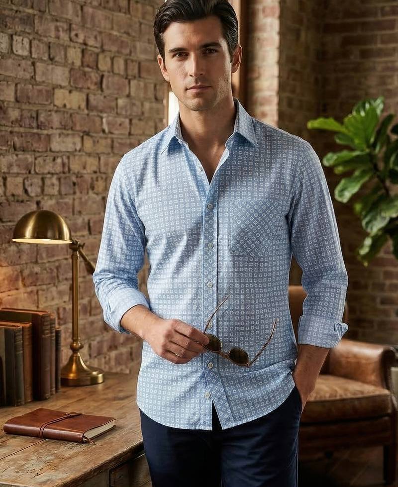 Men regular fit printed casual shirt