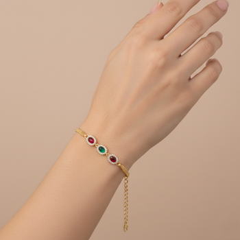 multicolor brass metal bracelet with stone design 1