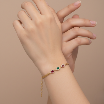 multicolor brass bracelet with american diamond stone work 1