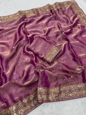 purple silk blend saree with embroidered butti work 2