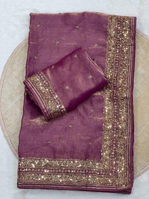 purple silk blend saree with embroidered butti work 3