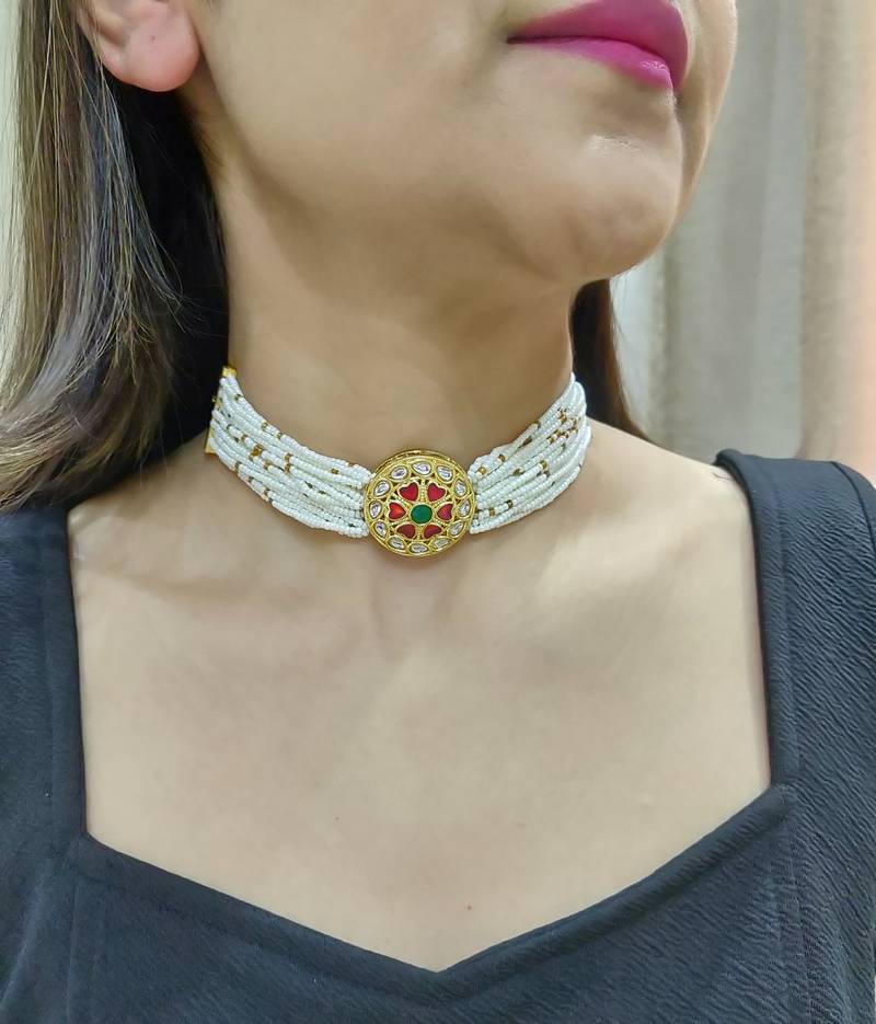 Sofia pearl studded choker (only)