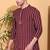 Men's  cotton zigzag print   nehru collar with solid fashion patti full sleeve  kurta  (maroon)