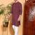 Men's  cotton zigzag print   nehru collar with solid fashion patti full sleeve  kurta  (maroon)