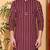 Men's  cotton zigzag print   nehru collar with solid fashion patti full sleeve  kurta  (maroon)