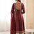 Maroon Cosmos Gold Designer Anarkali Set with Heavy Lace Work Dupatta