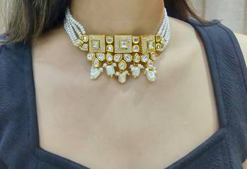 white copper choker with kundan work 2
