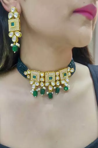 Ferzeen green kundan choker set