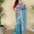 Blue Color  multithread embroidery Work Silk Saree