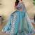 Blue Color  multithread embroidery Work Silk Saree