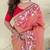Orange Color  multithread embroidery Work Silk Saree