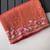 Orange Color  multithread embroidery Work Silk Saree