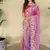 Pink Color  multithread embroidery Work art silk saree