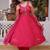Attractive Pink Bead Work Chanderi Wedding Wear Anarkali Suit