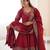 Maroon Roman Silk Embroidered Sequence Anarkali Set with Dupatta